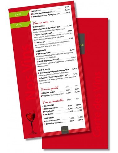 200 menus restaurant 15x29,7cm